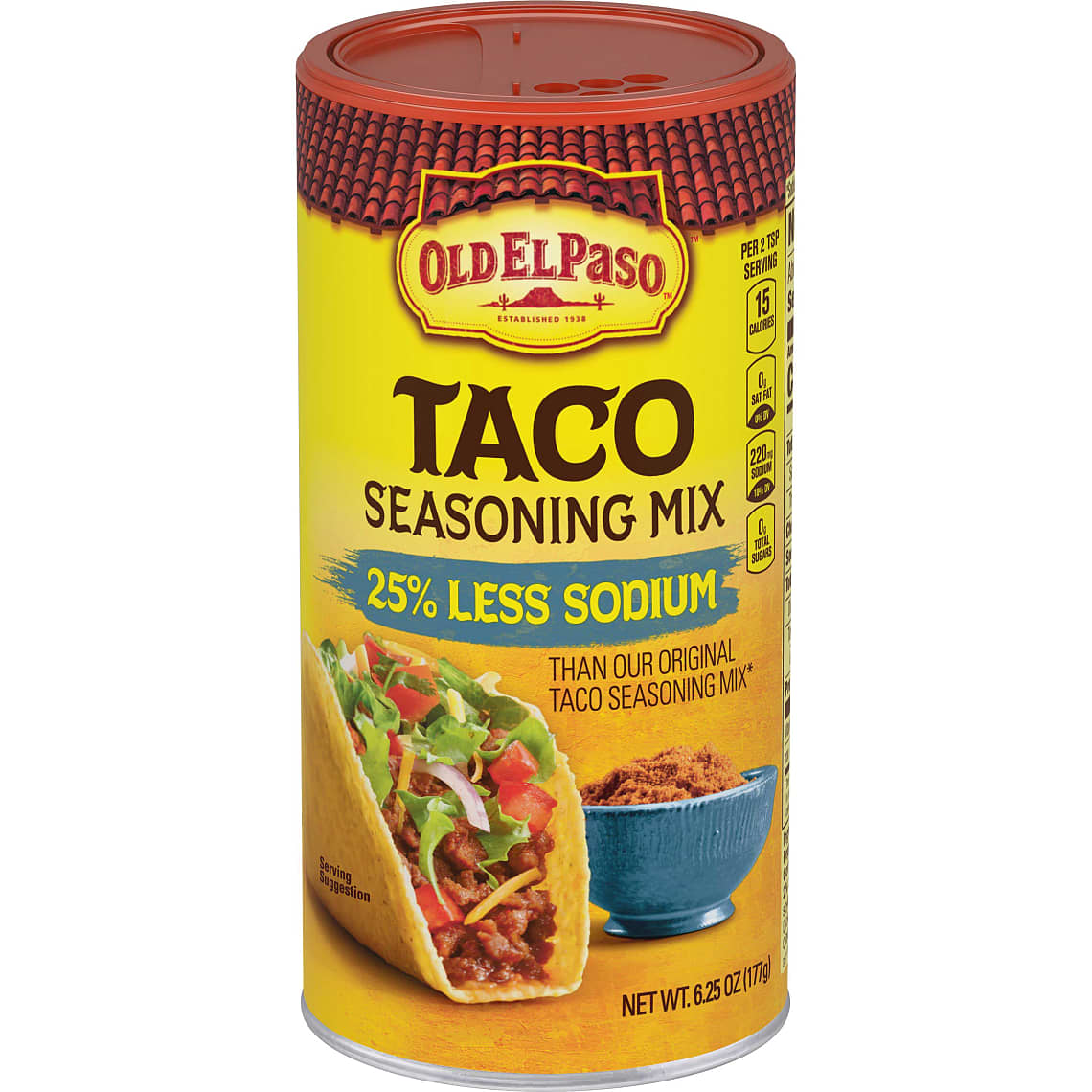 Old El Paso 25% Less Sodium Taco Seasoning Mix, 6.25 oz